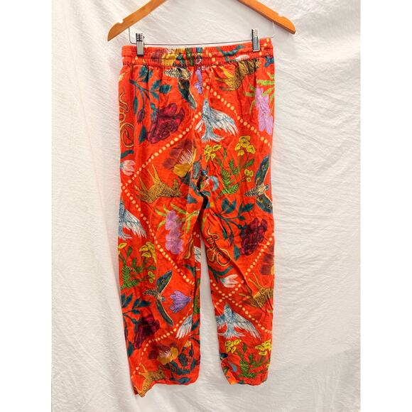 Rosa de Weerd Anthropologie Flannel Pajamas Loungewear Sleep Set Tropical Parrot - Picture 4 of 7